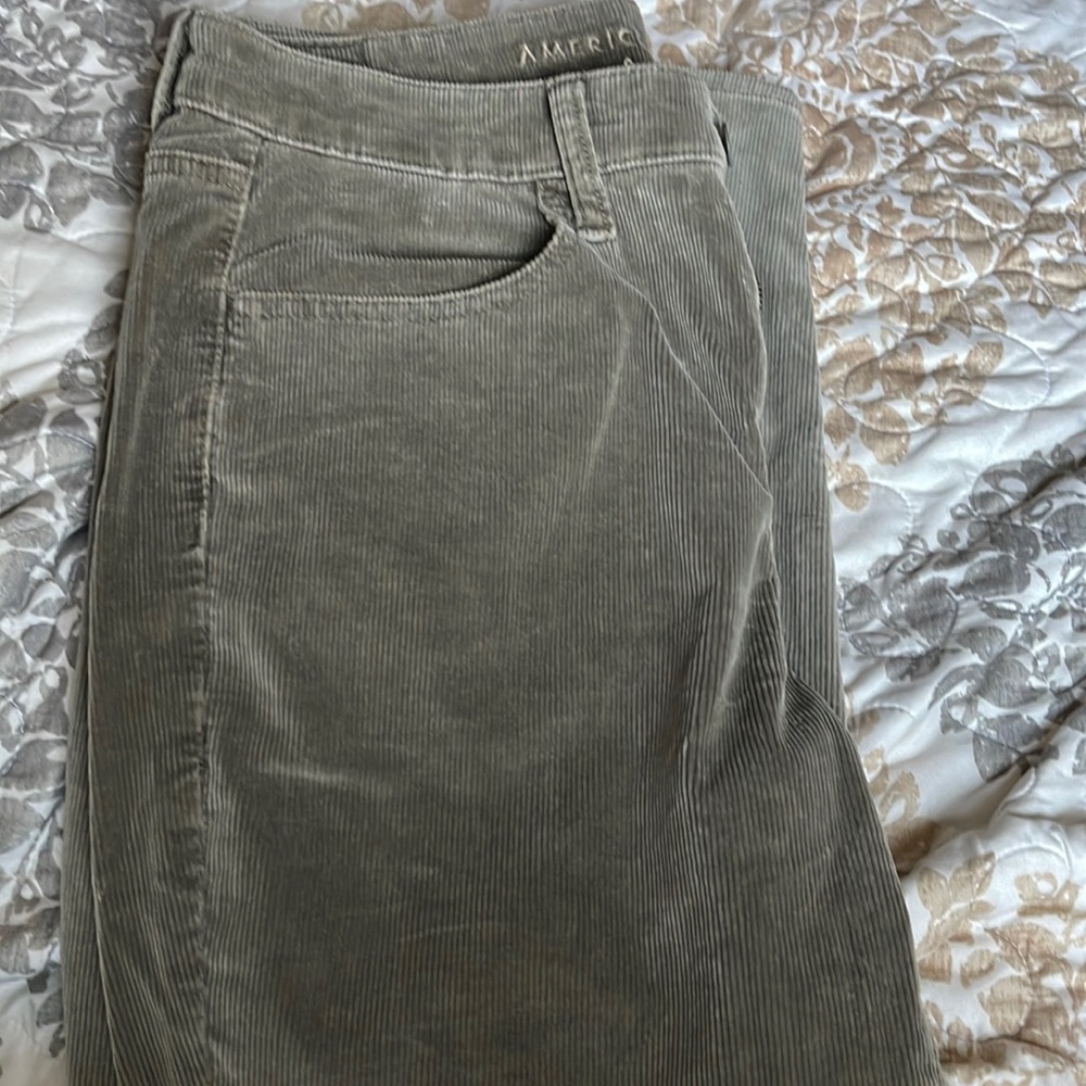 Light green stretch corduroy pants